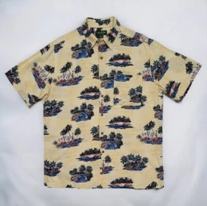DAVID TAYLOR Mens Tropical Shirt Yellow, Short Sleeve Hawaiian Style, Size Large - Picture 1 of 15