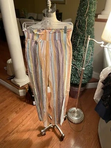 Pantalone in vita Paperbag a righe multicolore taglia small. Cintura abbinata - Foto 1 di 5