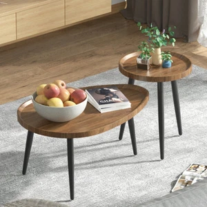 Modern Set of 2 Side End Table Coffee Table Living Room Furniture Decor Storage - Picture 1 of 12