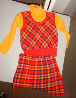 1960's Plaid Body Suit with Vest and Skirt Wool - unbranded GIRLS Size 14 - Image 1 of 4