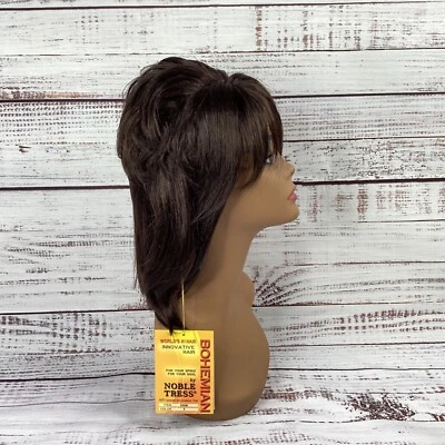 迪奥 #4 深棕色女式朋克 Mullet 假发经典帽子可调节合成 — 第 1/4 张图片