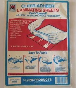 C-Line Cleer Adheer Laminating Sheets 9"x 12", #65059 Used Pack - Picture 1 of 1