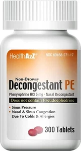 300 Ct. Decongestant PE Phenylephrine HCl Non-Drowsy Nasal & Sinus Congestion - Picture 1 of 6