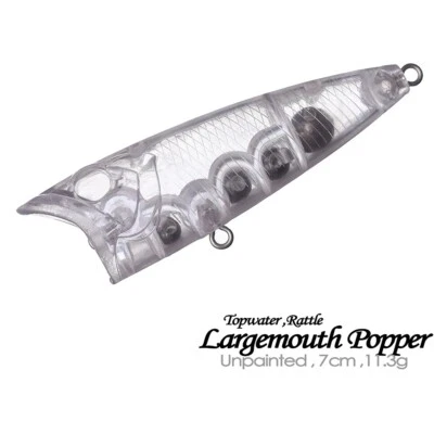 20PCS 7cm 11.3g  Topwater Rattle Popper Unpainted Bait Blank Fishing Lure - Image 1 of 4