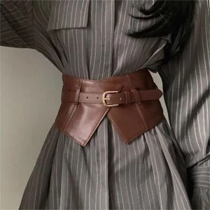 Wide PU Leather Belt Elastic Cummerbunds Elegant Waist Corset For Women Girls - Picture 1 of 13