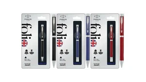 3 X New Parker Folio Standard Chrome Trim CT Fine Ballpoint Pen, Blue Ink - Picture 1 of 6