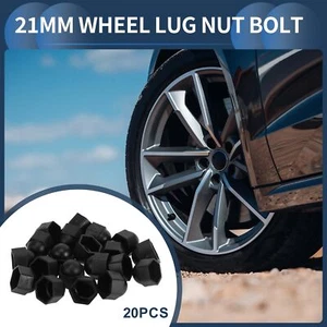 20pcs Plastic 21mm Outer Wheel Lug Nut Bolt Black - Picture 1 of 7