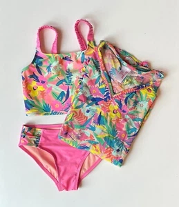 Cat&Jack Girls Bikini & Cover-up Swim SET Size M(8) Pink/Multicolor - Picture 1 of 8