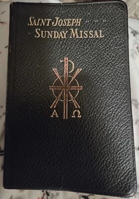 1953 Leather St Joseph Sunday Missal Vintage Catholic Prayer Book Illustrated - Image 1 of 2