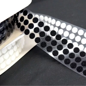 13mm Hook & Loop Self Adhesive Dots In Black Or White Stick On Coins - Picture 1 of 5