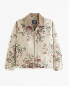 Abercrombie & Fitch Light Brown Floral Jacquard Jacket XLarge - Picture 1 of 6