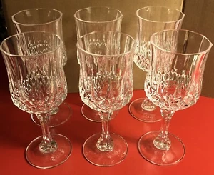 6ct Set Cristal D'arques Longchamp Cut Crystal Wine Water Glass Goblets - Picture 1 of 7