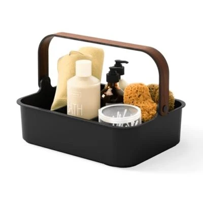 Cubo de almacenamiento apilable Umbra Bellwood, organizador de carrito multiusos negro/nogal Foto 1 de 4