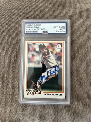 Tarjeta firmada con autógrafo Topps de los Tigres de Detroit 1978 de Mark Fidrych certificado PSA/DNA Foto 1 de 2
