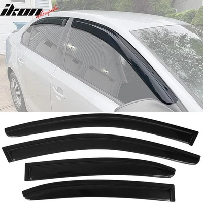 Fits 11-18 Volkswagen Jetta A6 Sedan Tape On 4PCS Window Visors Vent Rain Guard - Image 1 of 4