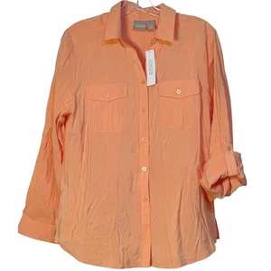 Blusa Chico's Abotonada Elegante Sedosa Top Naranja Viaje Manga Larga Blusa Nueva con Etiquetas 1 - Imagen 1 de 5