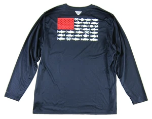 Columbia rot weiß blau Fisch Krabbe USA Flagge Stretch Langarm T-Shirt Herren XXL - Bild 1 von 5