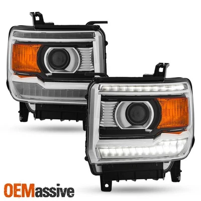 For 2015-2019 GMC Sierra HID w/ LED DRL Projector Headlight Replacement Pair - Image 1 of 4