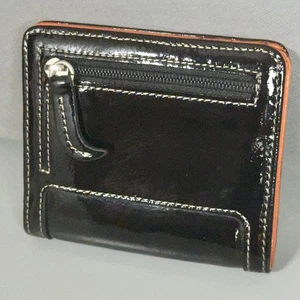 Tusk Geldbörse schwarz Lackleder orange innen Ausweisfenster Münzbörse kompakt - Bild 1 von 18