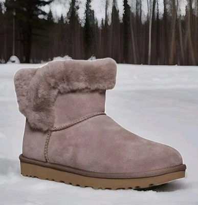 Mujer UGG SANIYA PIEL DE OVEJA MINI BOTA AISLADA FORRADA DE LANA Talla 7 Nueva 🎁 Caribou Foto 1 de 4