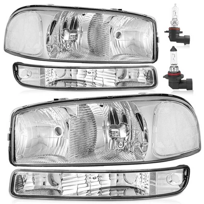 Pair Headlights For 1999-2006 GMC Sierra 1500 2500 Yukon XL w/High&Low Beam Bulb Foto 1 de 4