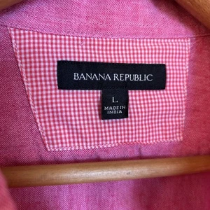 Banana Republic Hemd Herren Large Rosa Leinen Baumwolle Button Down Karobesatz Freizeit - Bild 1 von 16