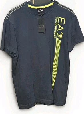 EA7 Emporio Armani Crew-Neck Short Sleeve T-Shirt Mens Size Small Navy Blue NWT  - Image 1 of 4