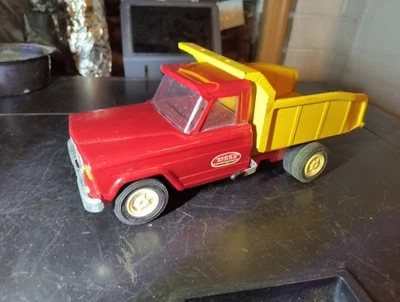 Tonka Jeep Vintage Pressed Steel Red And Yellow Dump Truck - image 1 of 4