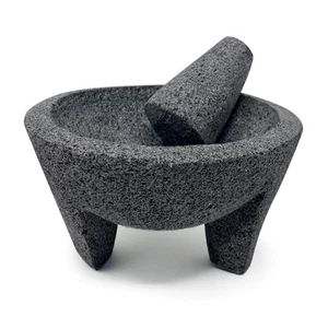 6 Zoll Molcajete Mörser und Stößel, mexikanische Handarbeit mit Lavastein, Kräuterschleife... - Bild 1 von 6
