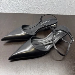 PRADA "Modellerie" Slingback-Pumps 35 mm Absatz Logo T-Riemen 35,5 EU, 5,5 US - Bild 1 von 5
