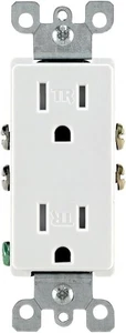 Leviton T5325-W 15A Decora Tamper-Resistant Duplex Outlet – White - Picture 1 of 2