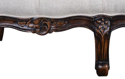 French Country Farmhouse Footstool-Distressed Walnut Finish - Image 1 of 2