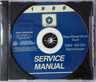 1988 Dodge Truck and Ramcharger Shop Repair Service Manual D/W 150 250 350 CD - Image 1 of 2