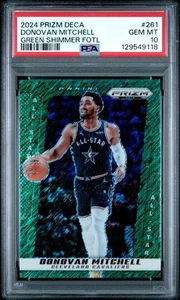 2024 PANINI PRIZM DECA 261 DONOVAN MITCHELL GREEN SHIMMER FOTL 2/12 PSA 10 - Picture 1 of 2