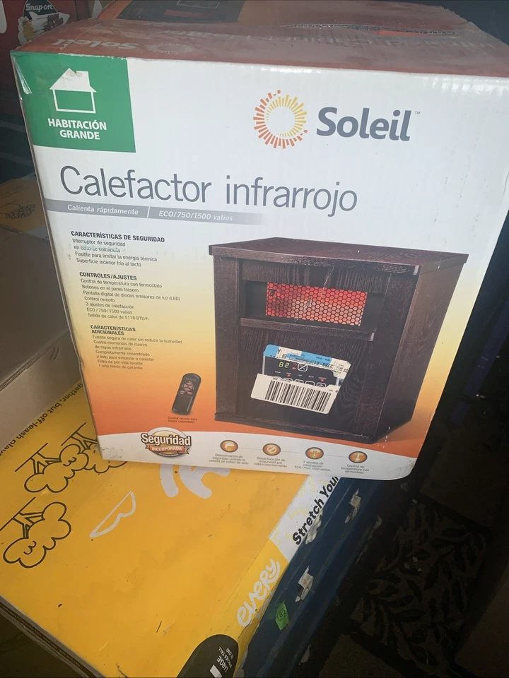 1500W Portable Electric Infrared Space Heater W/ Remote Indoor 6 Element Pick Up - Image 1 of 4