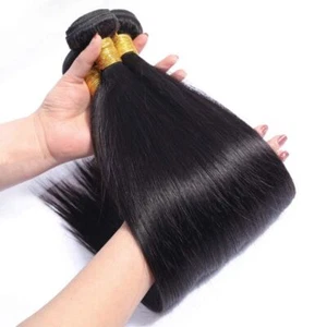 Straight Hair Bundles 1/3/4 Pieces 100% Human Hair Extensions For Black Women - Foto 1 di 18