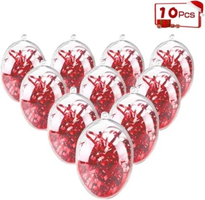 10pcs Clear Plastic Christmas Balls Sphere Fillable Hanging Ornament Decor Party - Picture 1 of 15