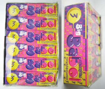 VINTAGE 80'S FULL SEALED BOX 24X BIG BABOL EXAGERATION CHEWING GUM NEW OLD STOCK - Image 1 of 4