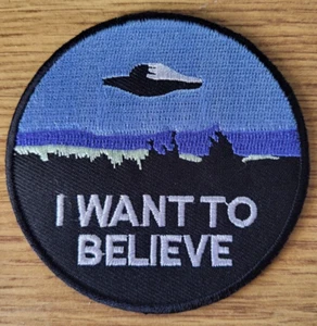 Parche redondo X File I Want To Believe 3 pulgadas de alto - Imagen 1 de 4