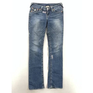 Jeans donna True Religion gamba dritta blu tasche lavaggio medio vita bassa USA 26 - Foto 1 di 10