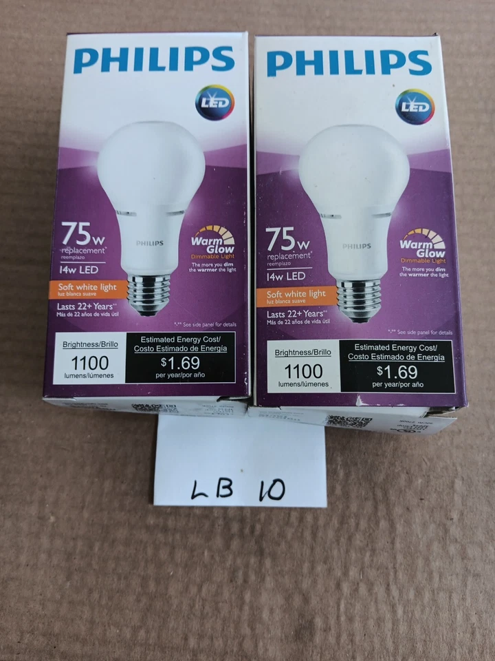 2 Philips LED Light Bulbs, A21, Soft White, 75W Equivalent Standard Base - Image 1 of 1