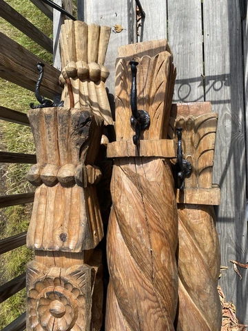 Hand Carved Vintage Wood Pillar Mexican (6) Cover