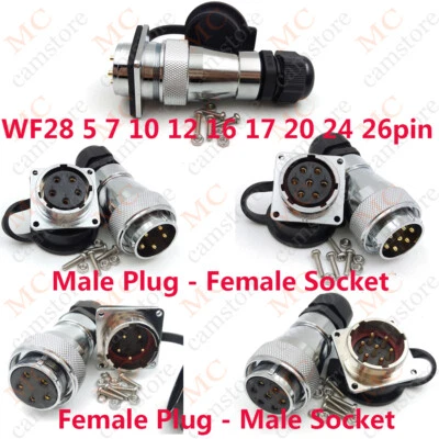 WF28 5 7 10 12 16 17 20 24 26pin Panel Mount Circular Multipole Cable Connector  - Image 1 of 4