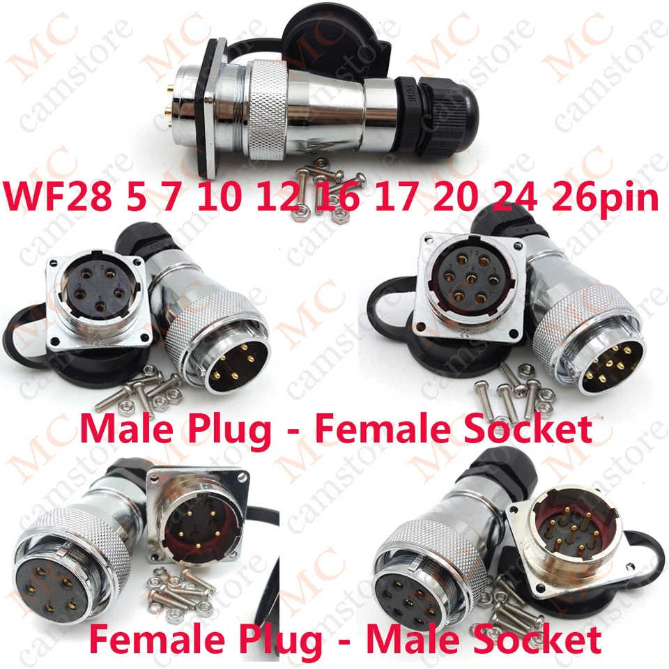 WF28 5 7 10 12 16 17 20 24 26pin Panel Mount Circular Multipole Cable Connector  - Image 1 of 4