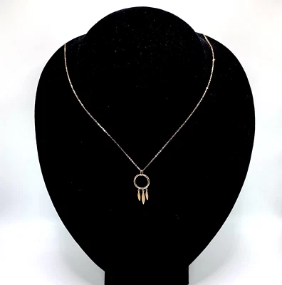 18K Gold Necklace Dreamcatcher 0.005cts Natural Diamond Solid Gold UK Hallmarked - Изображение 1 из 4