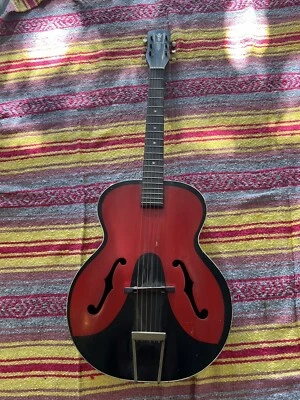 Harmony, Colorama, 1950’s Archtop Acoustic Guitar, Vintage, Black, Red, Rare - Image 1 of 4