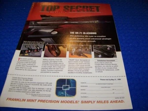 SR-71 BLACKBIRD "TOP SECRET" (FRANKLIN MINT)..1-PAGE SALES AD..RARE! (568NN) - Picture 1 of 2