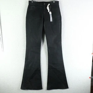 J Brand Jeans Womens 28 Black Bell Bottom Mid Rise Stretch Waxed Denim - Picture 1 of 15