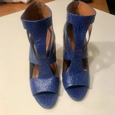 Rachel Roy королевский синий цветочный тисненой кожи с открытым носком размер 10 туфли на шпильке - Изображение 1 из 4