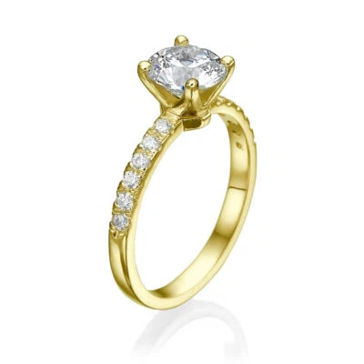 1.75 CT H/SI2 Amazing Round Cut Diamond Engagement Ring 18K Yellow Gold - Image 1 of 4